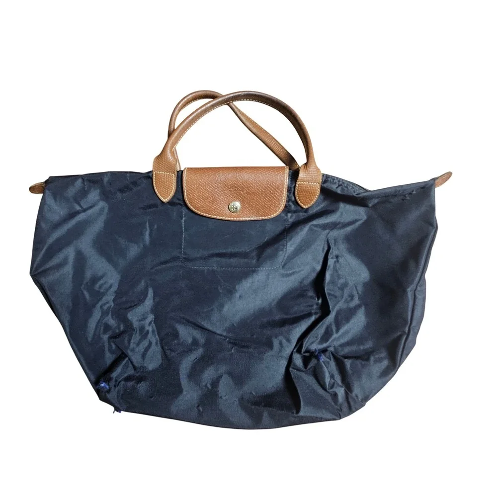 Longchamp Le Pliage Original Handbag Nylon Tote Bag L Leather Trim Foldable